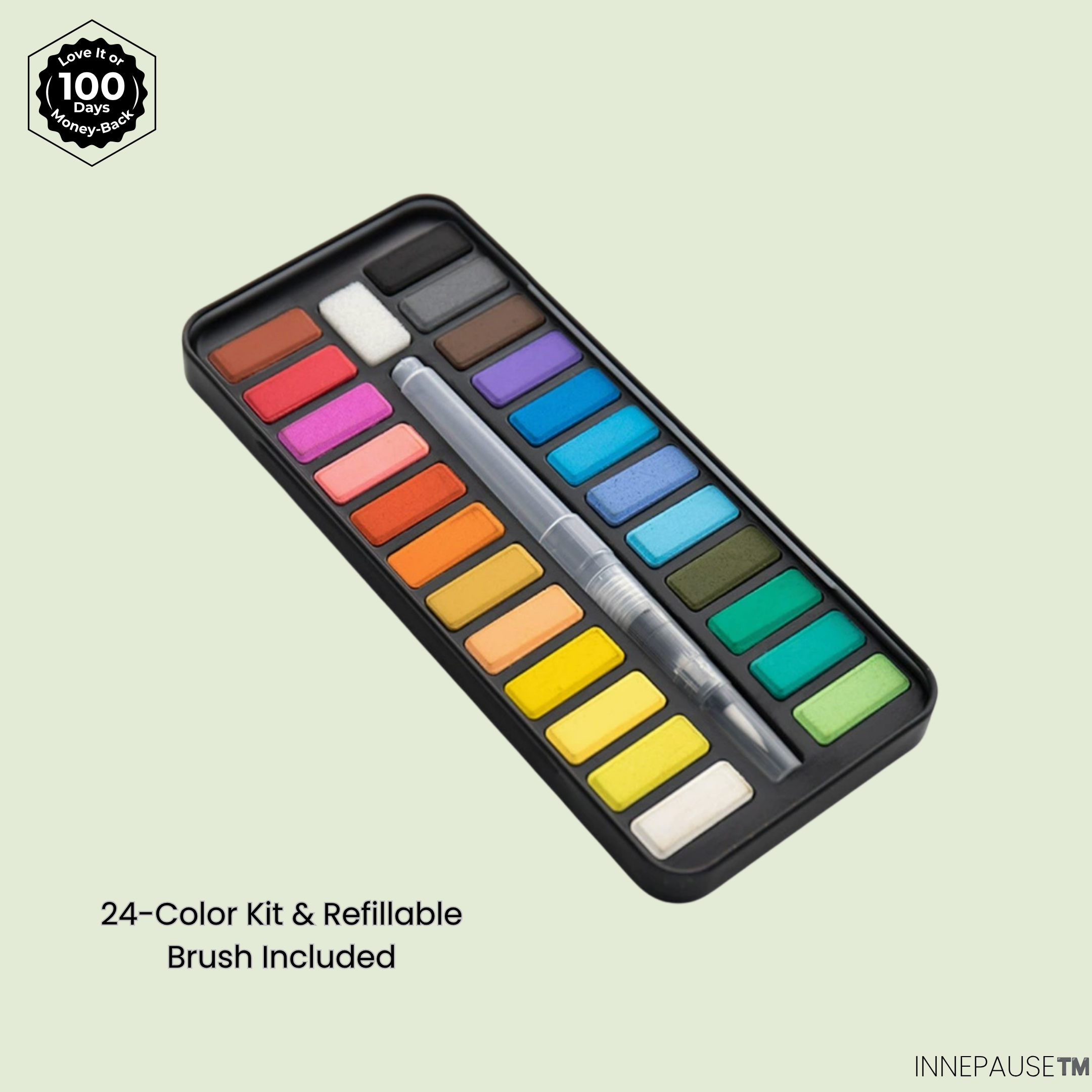 INNEPAUSE™️ — 24-Color Watercolor Palette & Refillable Brush